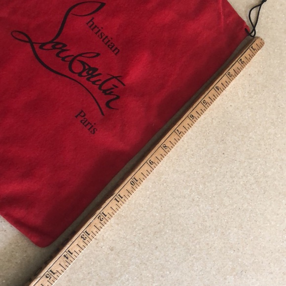 CHRISTIAN LOUBOUTIN RED FELT DRAWSTRING DUST BAG BLACK LETTERING NEW - Picture 8 of 9